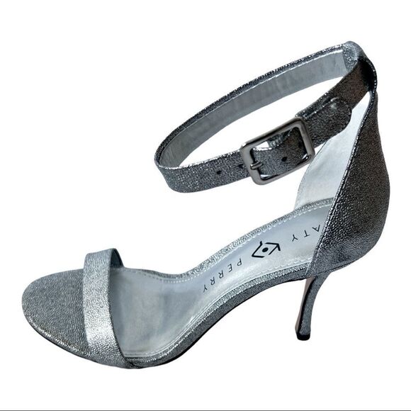 Katy Perry Women's The Melly Silver Ankle Strap Heeled Sandal Size 6 1/2 - Picture 3 of 9